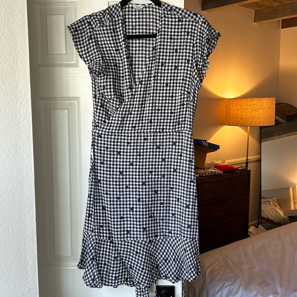 Rails blue gingham wrap dress
